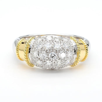 Diamond Platinum & 18K Gold Two Tone Pave Band Ring – Assay Jewelers