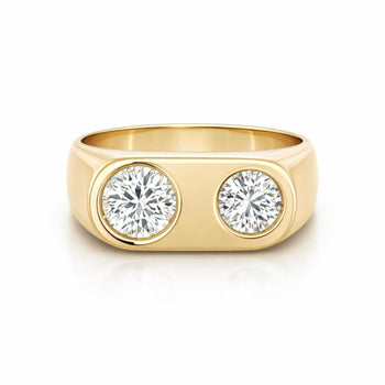 Double Diamond Bezel Statement Ring in 18K Yellow Gold – Assay Jewelers