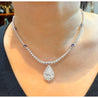 EGL Certified 5.02 Carat Pear Diamond Pendant and Diamond Halo & Sapphire Detail