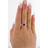 East West Oval Blue Sapphire and Diamond 18K White Gold Textured Ring