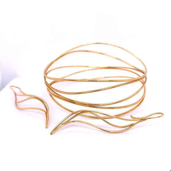 Elsa Peretti For Tiffany & Co. 18k Gold Bangle and Dangle Earrings