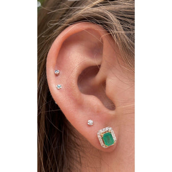 Emerald Cut Colombian Emerald Stud Earrings in 18k white and yellow gold – Assay Jewelers