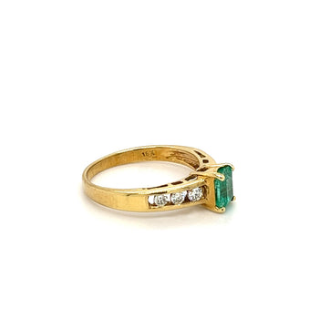 Emerald Cut Natural Emerald and Channel Set Diamond in 18k Yellow Gold Ring – Assay Jewelers