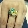 Emerald Diamond 18K Gold Floral Blossom Matte Finish Ring