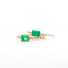 Emerald & Diamond Ribbed Shank Thin Stacking Ring 18K Gold