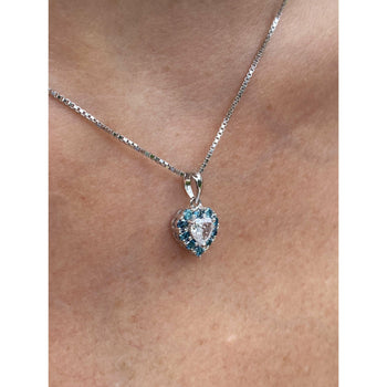 Fancy Blue and White Diamond Heart Shape Pendant in 14k white gold – Assay Jewelers