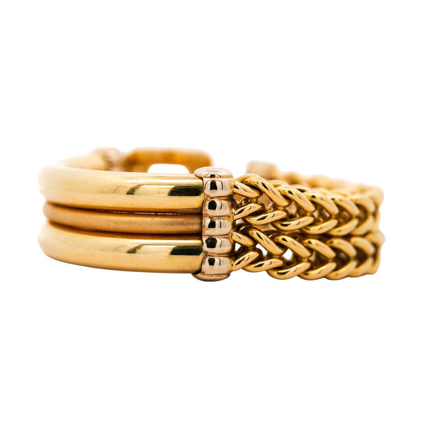 Fracarri Signed 18K Gold Half Bangle Half Chain Bracelet Sapphire Clasp