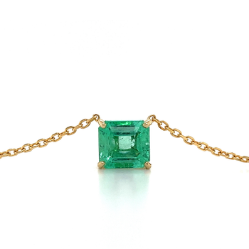 4,38 Karat kolumbianischer Smaragd in 18K Gold schwebender Verbindungs-Halskette – Assay Jewelers