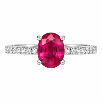 GIA 1.25 Carat Burma Ruby & Pave Diamond 18K White Gold Ring – Assay Jewelers
