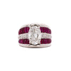 GIA 4.43 Carat Oval G/I1 Diamond & Cabochon Ruby Platinum Vintage Ring