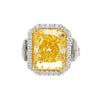 GIA Zert. 10,20 Karat Radiant Fancy Intense Gelb & Halbmondschliff Diamant Ring