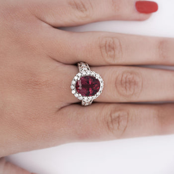GIA Cert. 5.52 Carat Rubellite and Diamond Halo Filigree Ring – Assay Jewelers