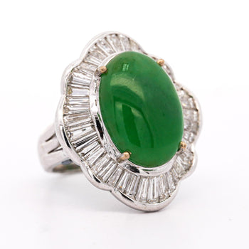 GIA Cert. 8 Carat Burma Jadeite Jade & Diamond 18K White Gold Ballerina Ring – Assay Jewelers