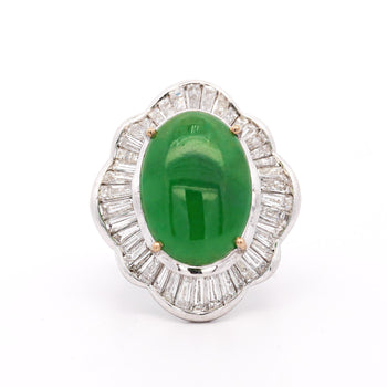 GIA Cert. 8 Carat Burma Jadeite Jade & Diamond 18K White Gold Ballerina Ring – Assay Jewelers