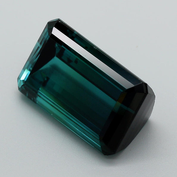 GIA Certified 12.95 Carat Emerald Cut Blue Indicolite Tourmaline Loose Gemstone