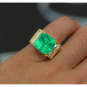 GIA Certified 13 Carat Colombian Emerald Men's Ring in 18K Gold With Princess Cut Diamonds