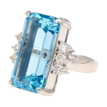 GIA Certified 16.70 Carat Aquamarine and Diamond Vintage Cocktail Ring – Assay Jewelers
