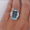 GIA Certified 16.70 Carat Aquamarine and Diamond Vintage Cocktail Ring