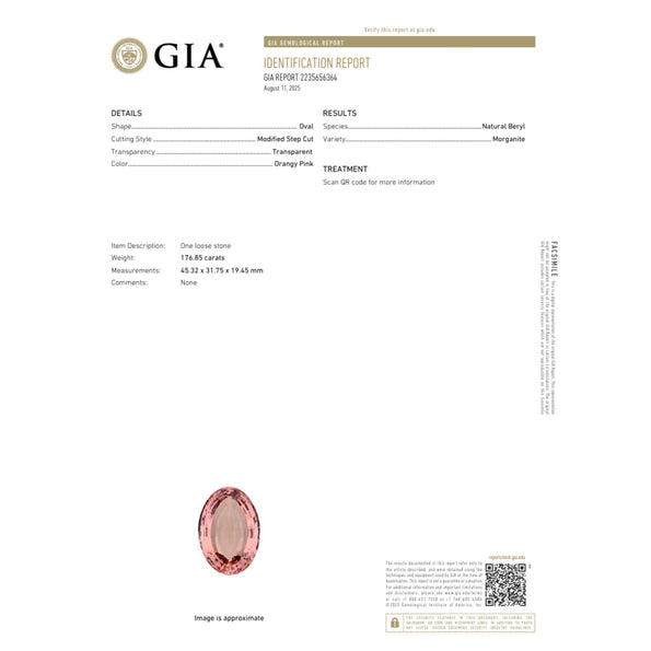 GIA Certified 176 Carat Oval Morganite East West Bezel Pendant Necklace