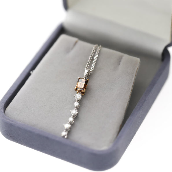 GIA Certified 1.11 Carat Fancy Brown Emerald Cut Diamond Drop Pendant Necklace