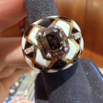 GIA Certified 1.38 Carat Fancy Orangy Brown Diamond Enamel 18K Gold Dome Ring – Assay Jewelers