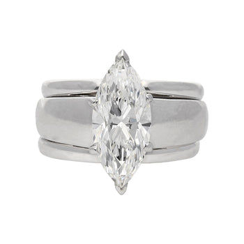 GIA Certified 1.46 Carat Marquise Diamond M/VVS2 Platinum Wide Band Ring – Assay Jewelers