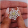 GIA Certified 1.52 Carat Fancy Greenish Yellow Diamond Briolette Snowflake Ring