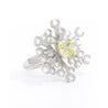 GIA Certified 1.52 Carat Fancy Greenish Yellow Diamond Briolette Snowflake Ring