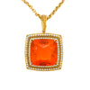 GIA Certified 20.61 Carat Orange Opal 18K Gold Diamond Pendant Necklace