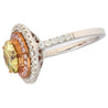 GIA Certified 2.30 Carat Fancy Brownish Greenish Yellow Diamond Round Double Halo Ring