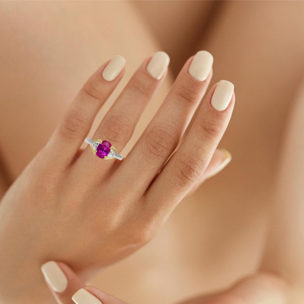 GIA Certified 2.42 Carat Purplish Pink Sapphire & Diamond Three Stone Ring
