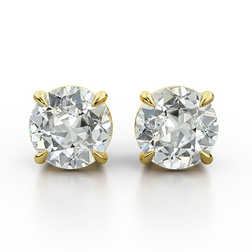 GIA Certified 2.68 Carat Old Euro Cut Diamond Stud Earrings