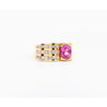 GIA Certified 2.77 Carat Oval Cut Pink Sapphire Square Shape Ring in Half Bezel and Channel Setting