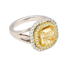 GIA Certified 2.79 Carat Fancy Light Yellow Radiant Cut Diamond 18K Gold Ring