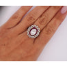 GIA Certified 2.8 Carat Oval Lab Diamond & Ruby Halo Floral 18K Ring