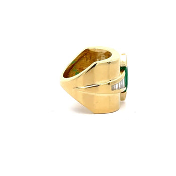 GIA Certified 3 Carat Marquise Emerald & Diamond Channel 18K Gold Statement Ring – Assay Jewelers