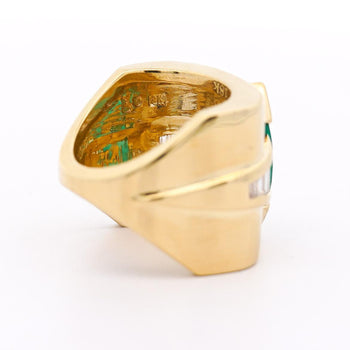 GIA Certified 3 Carat Marquise Emerald & Diamond Channel 18K Gold Statement Ring – Assay Jewelers