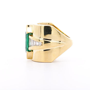 GIA Certified 3 Carat Marquise Emerald & Diamond Channel 18K Gold Statement Ring – Assay Jewelers
