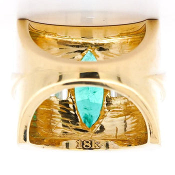 GIA Certified 3 Carat Marquise Emerald & Diamond Channel 18K Gold Statement Ring – Assay Jewelers