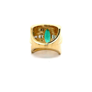 GIA Certified 3 Carat Marquise Emerald & Diamond Channel 18K Gold Statement Ring – Assay Jewelers