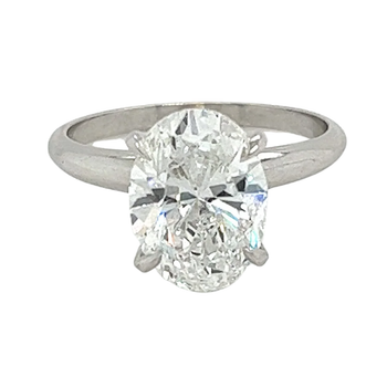 GIA Certified 3 Carat Oval Cut Lab Grown CVD Diamond Solitaire Engagement Ring in 14K White Gold – Assay Jewelers