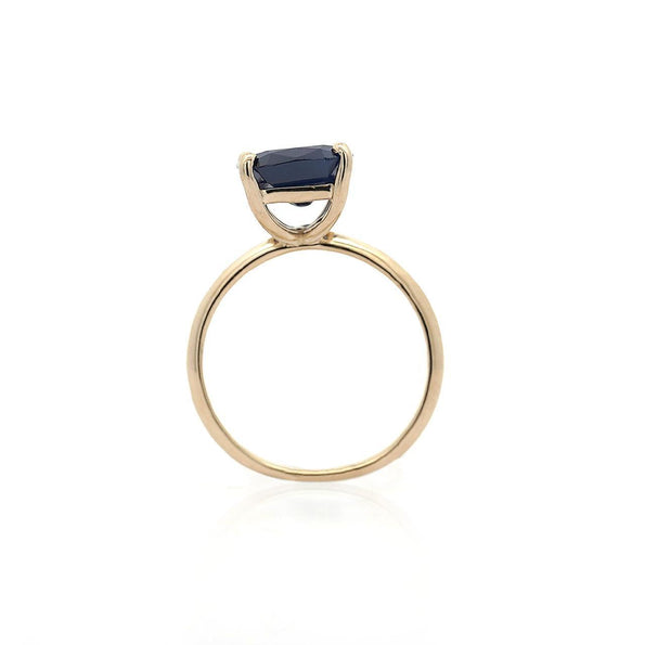 GIA Certified 5.11 Carat Cushion Blue Sapphire 14K Yellow Gold Solitaire Ring