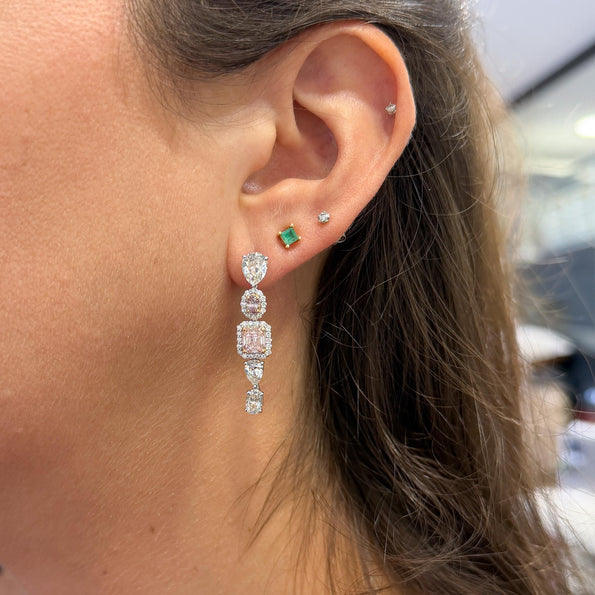 GIA Certified 5.3 Carat Fancy Pink Orange & White Diamond 18K Drop Earrings