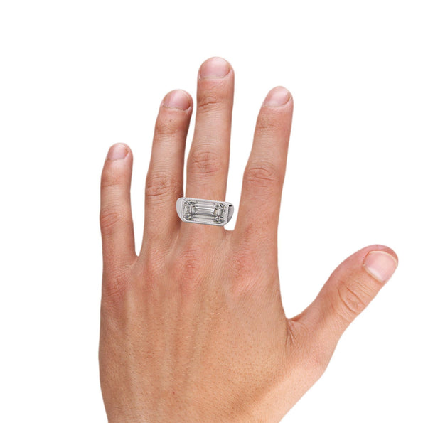 GIA Certified 5.36 Carat Emerald Cut Diamond East West Bezel Unisex Ring