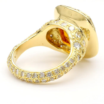 GIA Certified 6 Carat Cushion Cut Orange Sapphire Diamond Halo 18K Gold Ring – Assay Jewelers