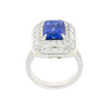 GIA Certified 6 Carat Emerald Cut No Heat Burma Blue Sapphire & Diamond Ring