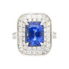 GIA Certified 6 Carat Emerald Cut No Heat Burma Blue Sapphire & Diamond Ring