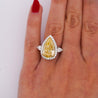 GIA Certified 6.06 Carat Fancy Intense Yellow Pear Cut Diamond 18K Ring