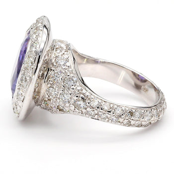 GIA Certified 7 Carat Purple Sri Lanka Sapphire Diamond Halo 18K White Gold Ring – Assay Jewelers