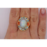 GIA Certified 8 Carat White Opal With Orange Garnet & Aquamarine Halo Ring